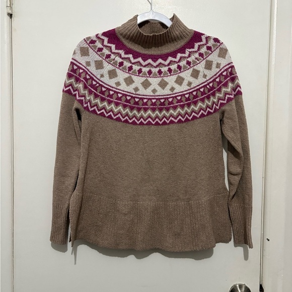 Tahari Tan and Pink Patterned Sweater - Picture 1 of 5